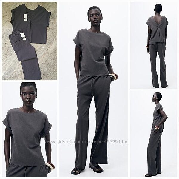 Літній трендовий костюм Zara zw collection з сумішевого льону. New 