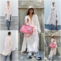 Шикарна сукня-туніка Zara zw collection в смужку. Бавовняно-лляна. New 