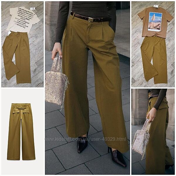 Ідеальні весняно-літні бавовняні брюки Zara в трендовому кольорі. Круті