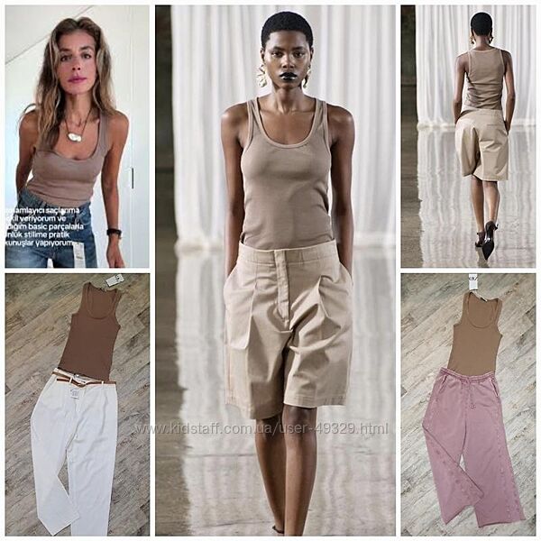 Літня бавовняна майка Zara в трендовому кольорі мокко. New 