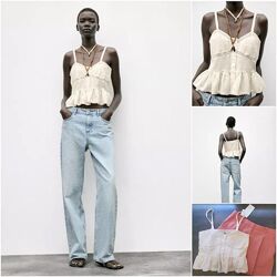 Ніжний, легкий топ із вишивкою та мереживом від Zara. New 