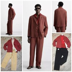 Чоловічий трендовий лляний піджак Zara в шикарному кольорі. 100 льон. NEW