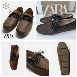 Трендові чоловічі шкіряні лофери топсайдери Zara. Актуальні на осінь. New 