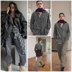 Трендова картата сорочка Zara zw collection. Незамінна в гардеробі. New