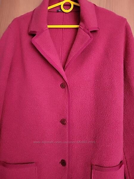 Найтепліший вовняний брусничного кольору трикотажний жакет/кардиган преміум