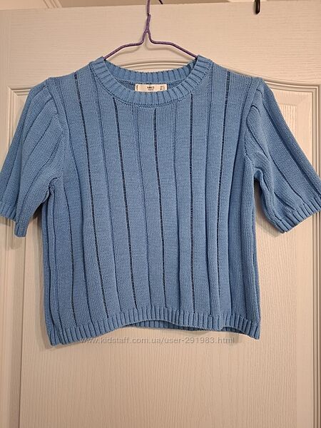 Mango в´язаний кроп-топ синій S