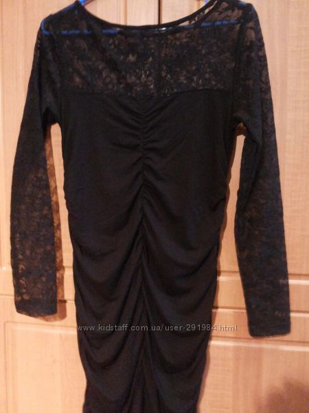 Вечернее черное платье с гипюровыми вставками р. 44-46 НОВОЕ