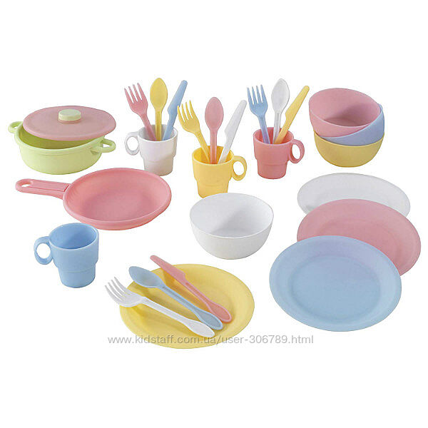 KidKraft игрушечная детская посуда 27 предметов Cookware Set Pastel пастель