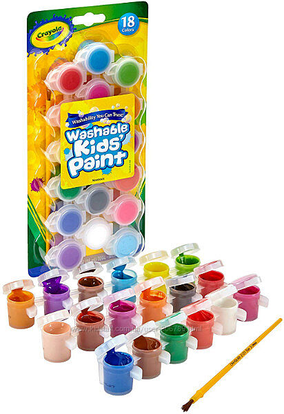 Crayola Смываемые краски 18 цветов washable kids paint assorted colors 18 e