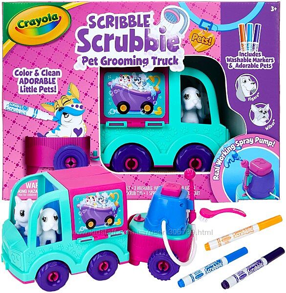 Crayola Scribble Scrubbie pets grooming truck набор авто трак раскрашиваемы