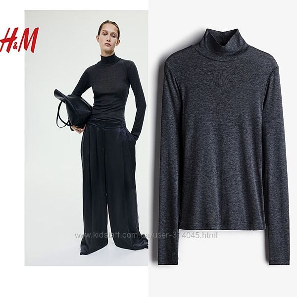 Темно-сірий тоненький гольф/водолазка зі змішаної вовни від H&M.