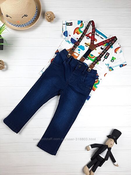 Джинсы на подтяжках от Next 12-18 мес. , 80-86 см. 