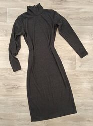 Сукня плаття жіноче Ангора рубчик тепле , темно сіре
