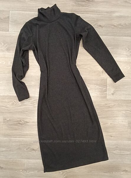 Сукня плаття жіноче Ангора рубчик тепле , темно сіре