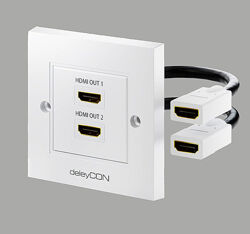 Настенная мониторная розетка HDMI скрытого монтажа, 2 порта, ТМ deleyCON