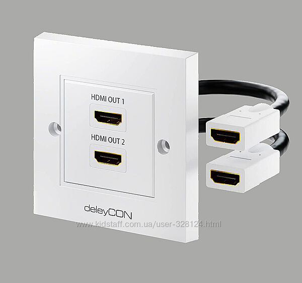 Настенная мониторная розетка HDMI скрытого монтажа, 2 порта, ТМ deleyCON