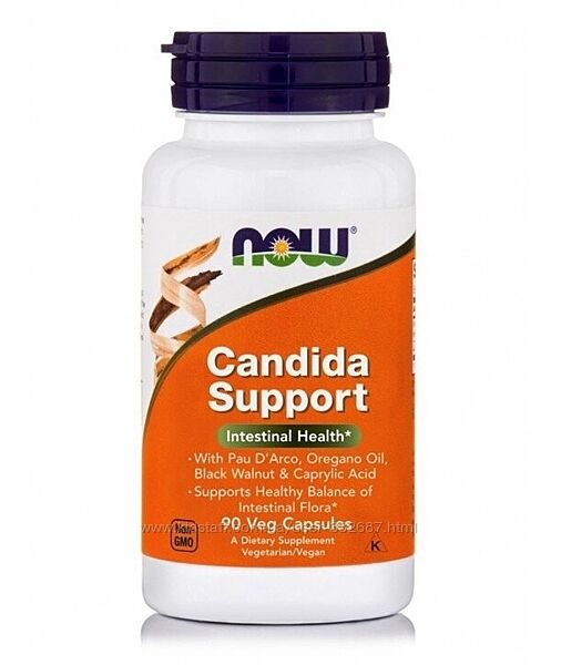 Now Foods, Candida Support, 90 растительных капсул