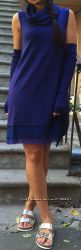  Трикотажное платье-трансформер  сапфирового цвета, Италия, скидка, 