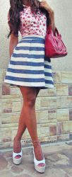 Женская коттоновая юбка - полосатик, Италия, Скидка
