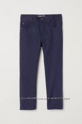 H&M Твиловые брюки Regular fit синего цвета в школу для 4-7 лет