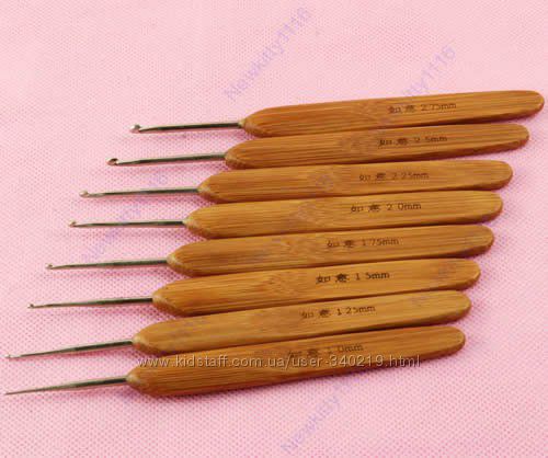 Крючки для вязания с бамбуковыми ручками разные размеры