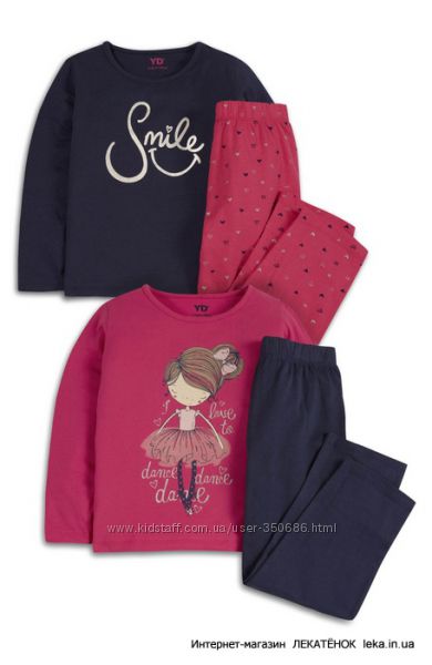 Пижамы трикотажные для девочек 2-8 лет Primark - Англия. Поштучно и уп.