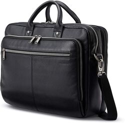 Новый статусный портфель сумка Samsonite оригинал натуральная кожа черный 