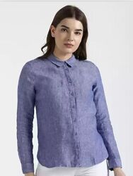 Лляна сорочка в смужку marks & spencer, льон