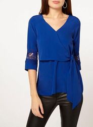 Блуза з мереживом кольору кобальт dorothy perkins