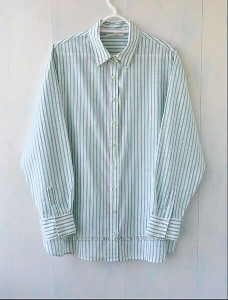 Базова сорочка в смужку, оверсайз marks & spencer per una, бавовна.