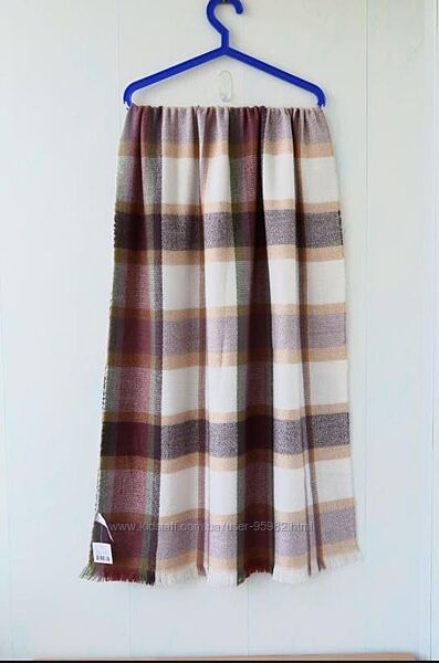 Великий широкий шарф у клітинку nutmeg 