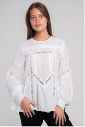 Блуза з мереживом у стилі бохо, етностиль h&m, бавовна 