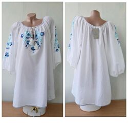 Подовжена блуза вільного крою з вишивкою primark, вишиванка бавовна