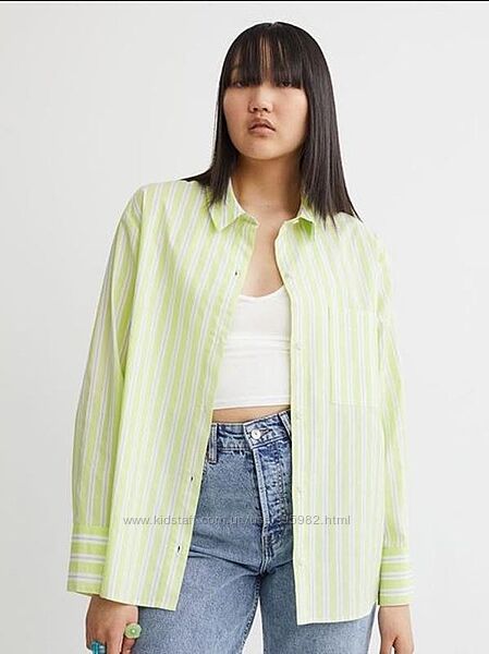 Базова сорочка в смужку h&m, бавовна, оверсайз