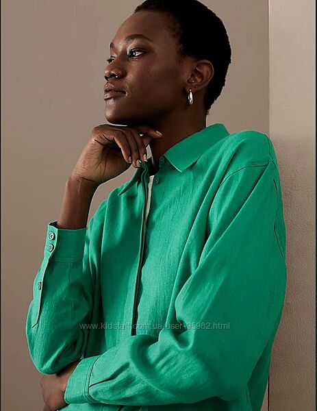 Льняна сорочка оверсайз autograph від marks & spencer льон