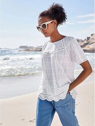 Блуза з вишивкою ришельє, прошва в стилі бохо, етностиль next, бавовна