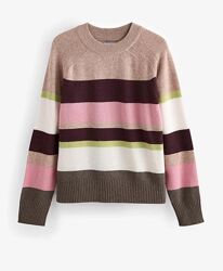 Вовняний джемпер, светр у смужку next, овеча вовна lambswool