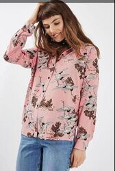 Сорочка оверсайз з птахами topshop, віскоза, вільний крій, лелеки