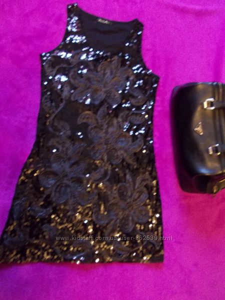  Платье  туника черное  пайетки  супер
