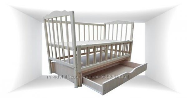 Ліжко Кровать кроватка біла дитяча детская на маятниках шарнирах с ящиком 