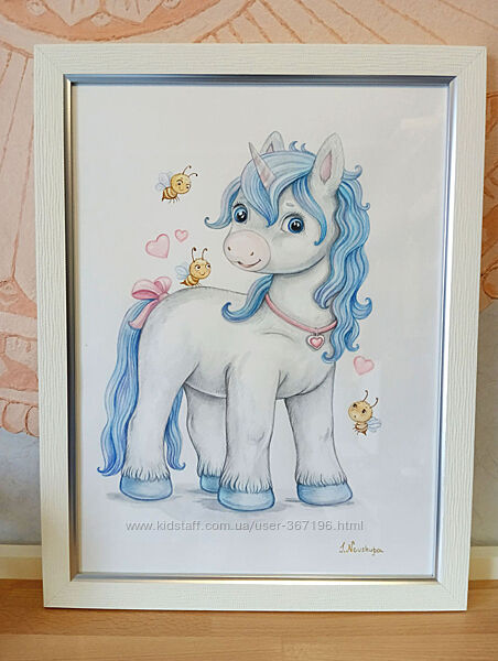 Авторська акварель до дитячої - Єдиноріжка А3