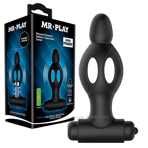 Анальний плаг з вібрацією чорного кольору MR PLAY від Baile