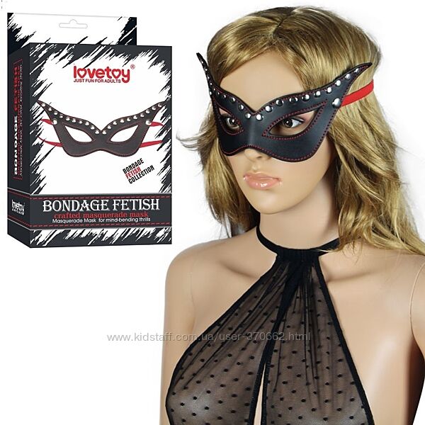 Чорна маска з вирізами для очей прикрашена Bondage Fetish від LoveToy