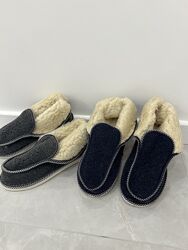 Мужские тапочки, утеплённые  овечьей шерстью