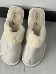 Женские тапочки зимние, кожаные, очень теплые