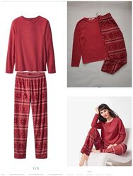 Еsmara р. М флісова тепла піжама / домашній костюм жіноча червона