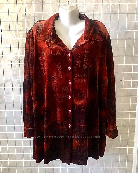 роскошный бархатный  терракотово коричневый блузон 6064