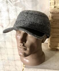 Зимняя кепка немка из твида с ушами. 57 см