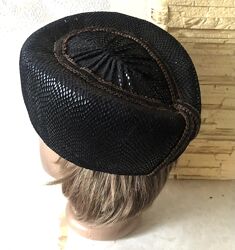 Фетровая шляпка таблетка ламинированная тканью 56 см 57 см