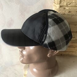 Зимняя бейсболка на флисе с ушами -авиатор - темная клетка-56см 58 см